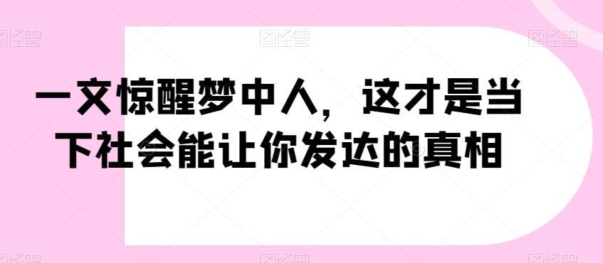 一文惊醒梦中人，这才是当下社会能让你发达的真相【公众号付费文章】-情久项目网