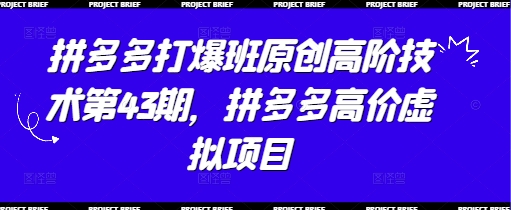 拼多多打爆班原创高阶技术第43期，拼多多高价虚拟项目-情久项目网