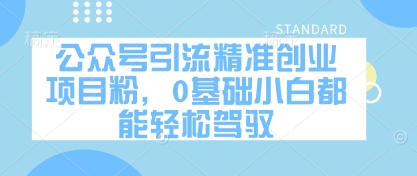 公众号引流精准创业项目粉，0基础小白都能轻松驾驭-情久项目网