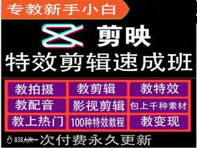 剪映特效教程和运营变现教程，特效剪辑速成班，专教新手小白-情久项目网