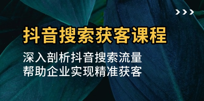 抖音搜索获客课程：深入剖析抖音搜索流量，帮助企业实现精准获客-情久项目网