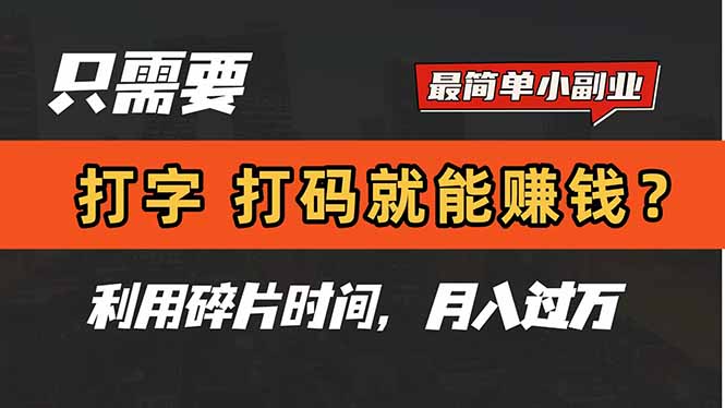 只需要打字，打码，就能赚钱？简单的赚钱小副业，利用碎片时间，月入过万-情久项目网