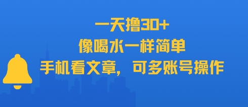 一天撸30+，像喝水一样简单，手机看文章，可多账号操作-情久项目网
