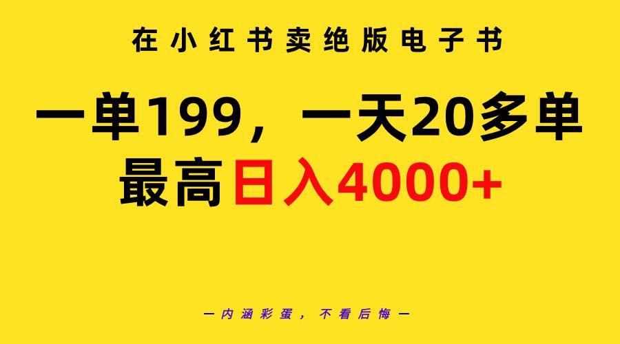 (9401期)在小红书卖绝版电子书，一单199 一天最多搞20多单，最高日入4000+教程+资料-情久项目网