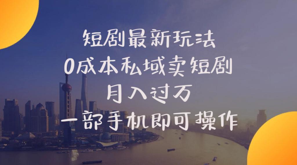 短剧最新玩法    0成本私域卖短剧     月入过万     一部手机即可操作-情久项目网