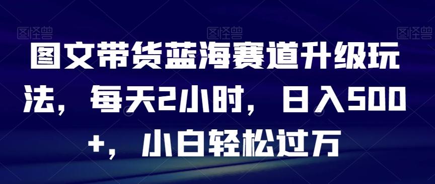 图文带货蓝海赛道升级玩法，每天2小时，日入500+，小白轻松过万-情久项目网