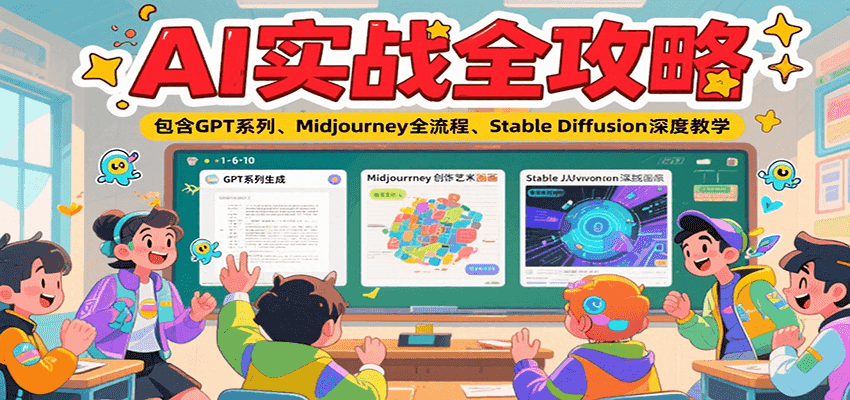 AI实战全攻略，包含GPT系列、Midjourney全流程、Stable Diffusion深度教学-情久项目网