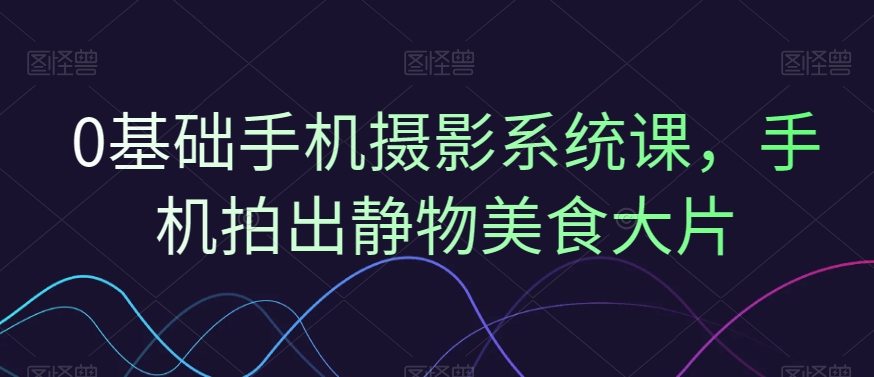 0基础手机摄影系统课，手机拍出静物美食大片-情久项目网