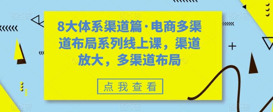 8大体系渠道篇·电商多渠道布局系列线上课，渠道放大，多渠道布局-情久项目网