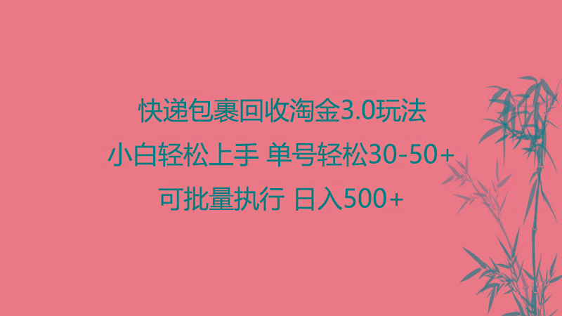 快递包裹回收淘金3.0玩法 无需任何押金 小白轻松上手-情久项目网