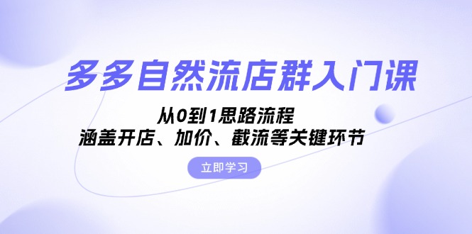 多多自然流店群入门课，从0到1思路流程，涵盖开店、加价、截流等关键环节-情久项目网