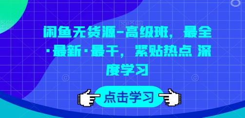 闲鱼无货源-高级班，最全·最新·最干，紧贴热点 深度学习-情久项目网