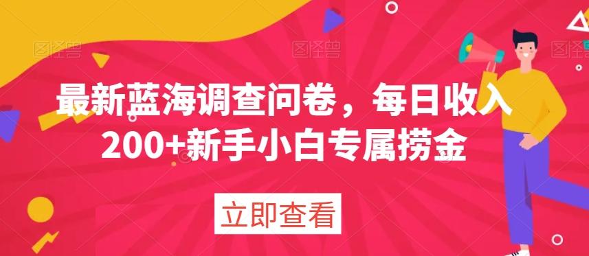 最新蓝海调查问卷，每日收入200+新手小白专属捞金-情久项目网