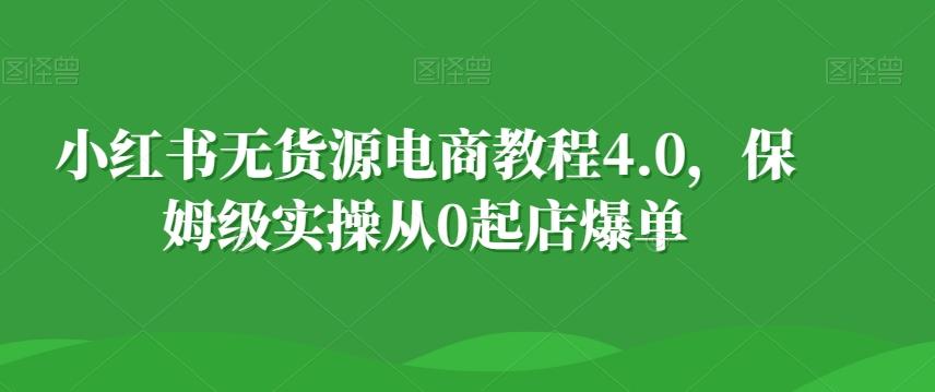 小红书无货源电商教程4.0，保姆级实操从0起店爆单【拆解】-情久项目网