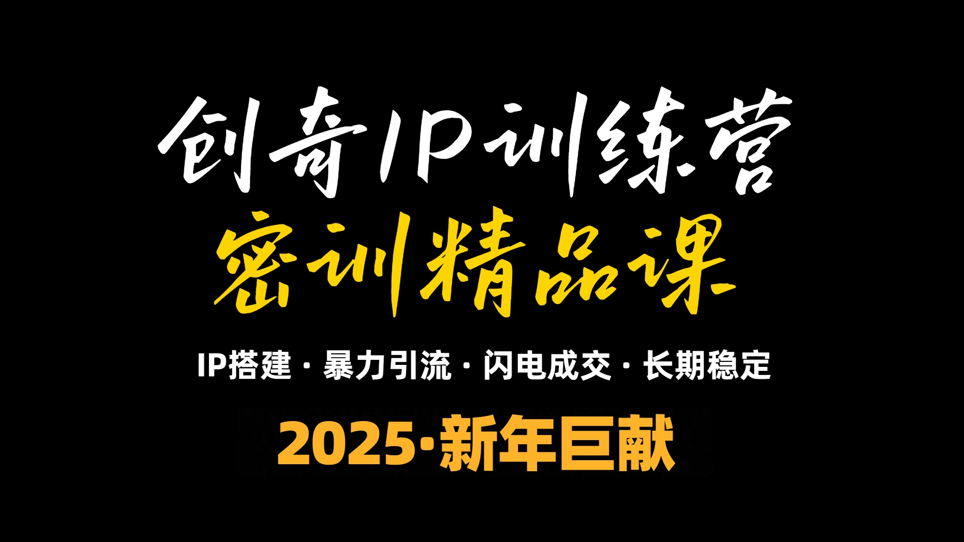 2025年“知识付费IP训练营”小白避坑年赚百万，暴力引流，闪电成交-情久项目网