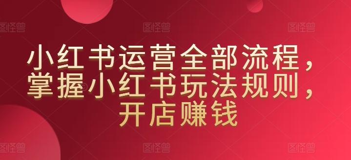 小红书运营全部流程，掌握小红书玩法规则，开店赚钱-情久项目网