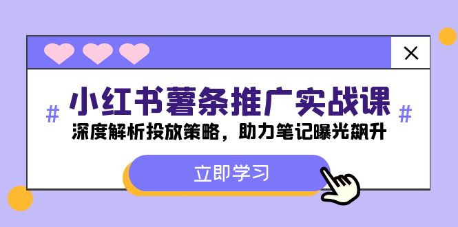小红书-薯条推广实战课：深度解析投放策略，助力笔记曝光飙升-情久项目网