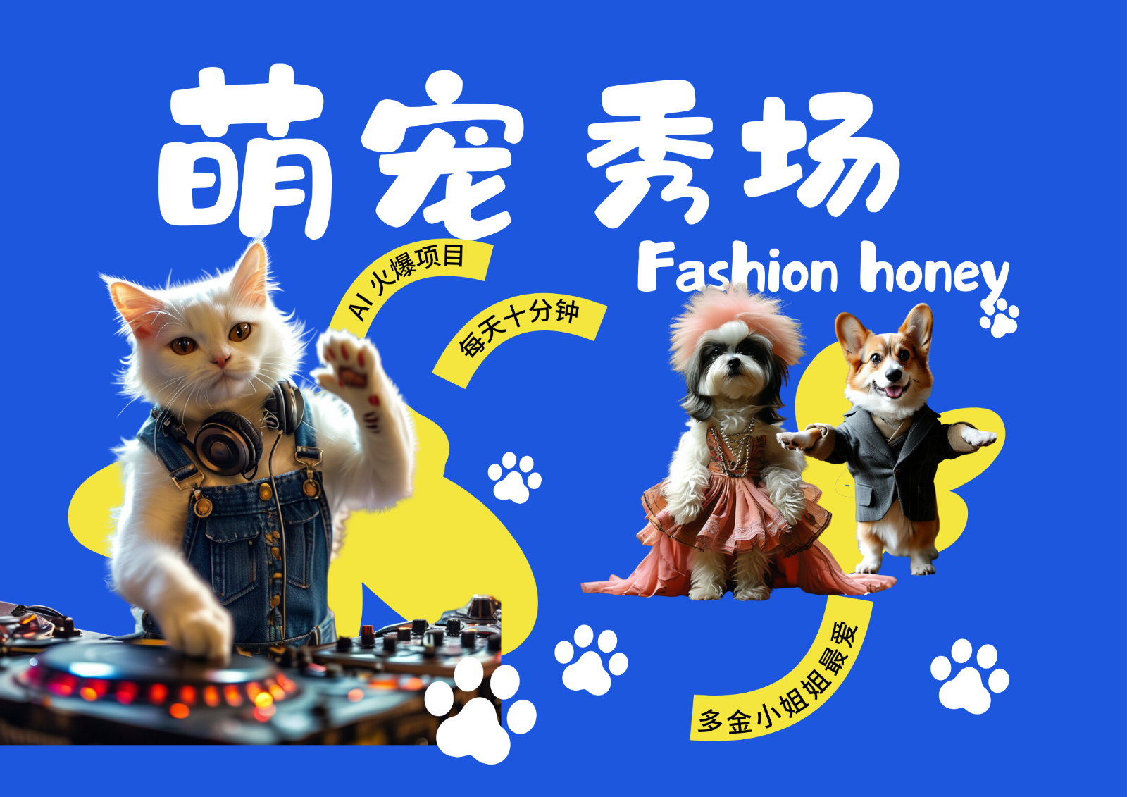 酷飒动物跳舞走秀 时尚喵FASHION汪 多金小姐姐最爱的 轻松月入破W-情久项目网