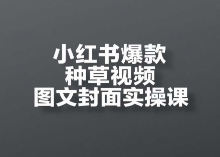 小红书爆款种草视频图文封面实操课，​开店、选品、引流、变现全流程-情久项目网