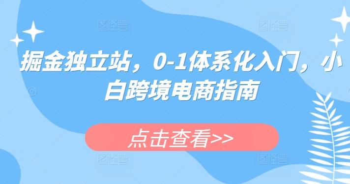 掘金独立站，0-1体系化入门，小白跨境电商指南-情久项目网