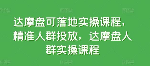 达摩盘可落地实操课程，精准人群投放，达摩盘人群实操课程-情久项目网