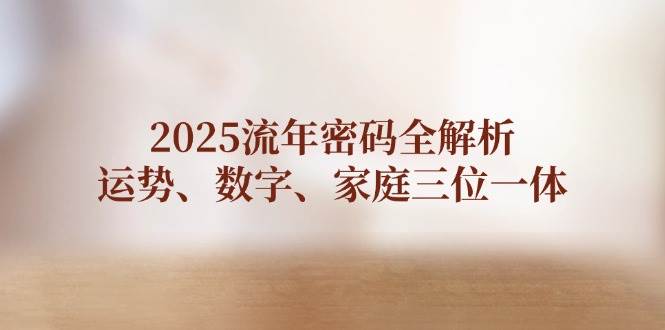 2025流年密码全解析，运势、数字、家庭三位一体-情久项目网