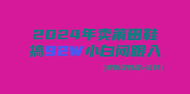 (9329期)2024年卖莆田鞋，搞了92W，小白闭眼操作！-情久项目网