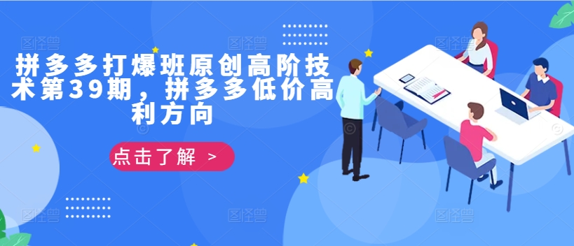 拼多多打爆班原创高阶技术第39期，拼多多低价高利方向-情久项目网