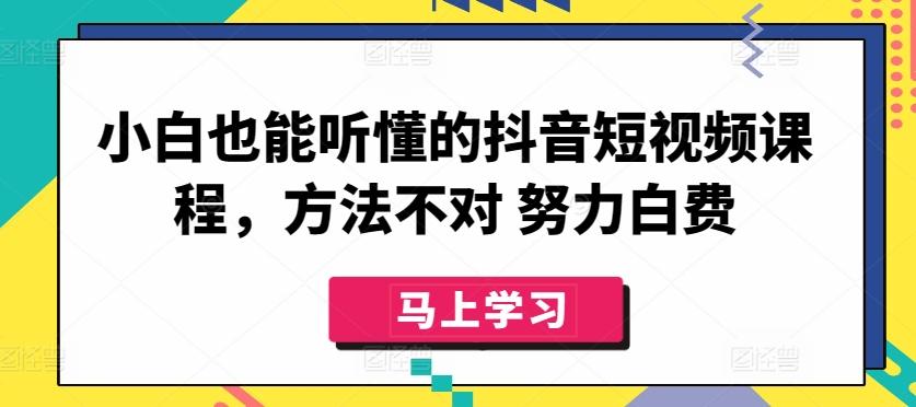 小白也能听懂的抖音短视频课程，方法不对 努力白费-情久项目网