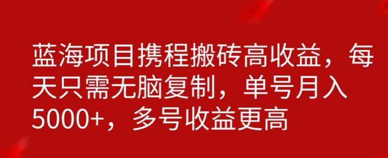 携程搬砖项目，只需每天无脑复制，月入5000+-情久项目网
