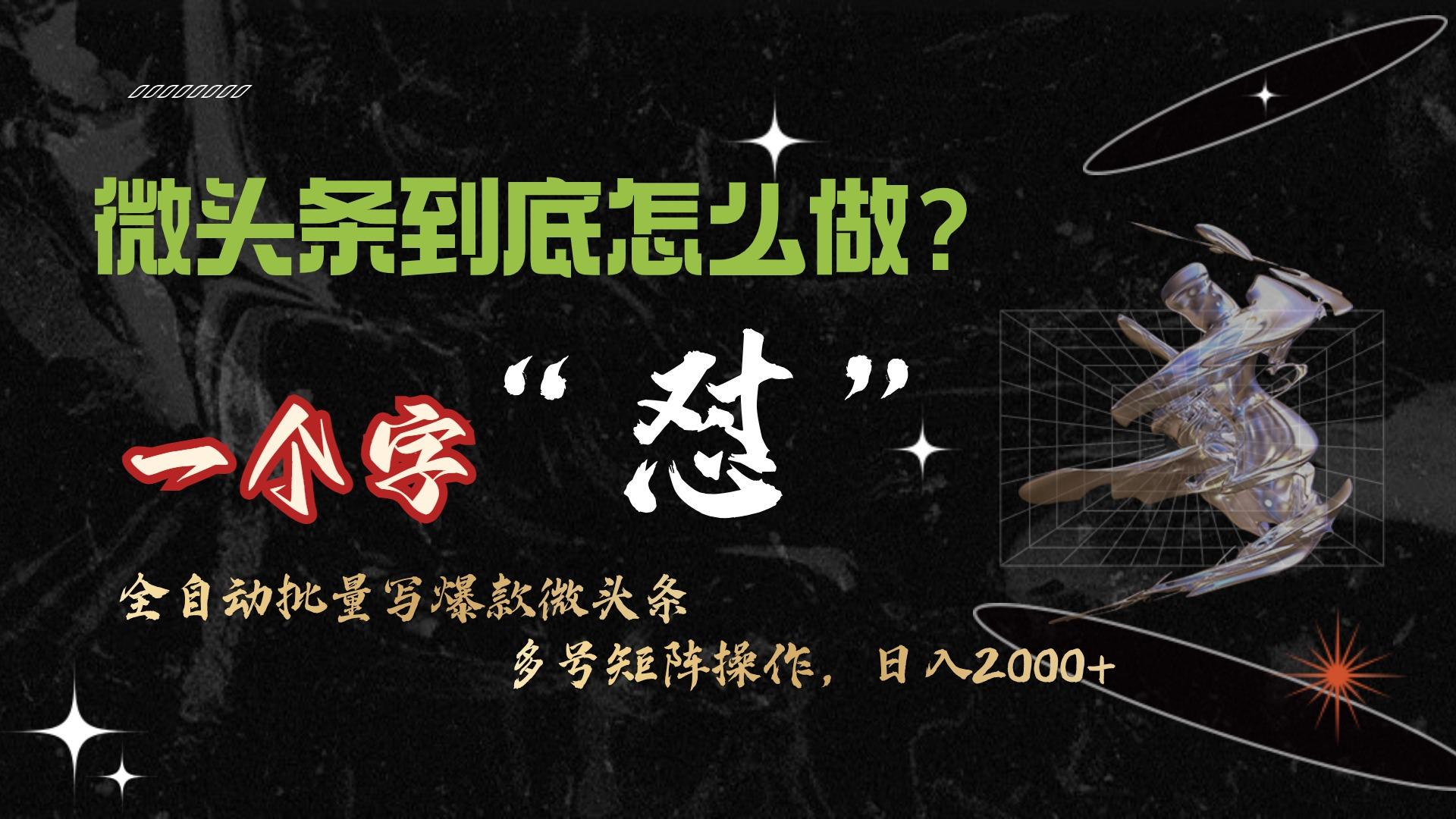 (9809期)微头条最新最强连怼操作，10分钟50条，真正解放双手，月入1w+-情久项目网