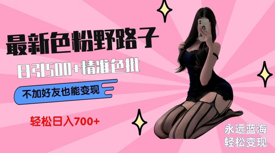 最新色粉变现野路子，日引500+老色批 可不加好友直接变现 小白轻松日入700+-情久项目网