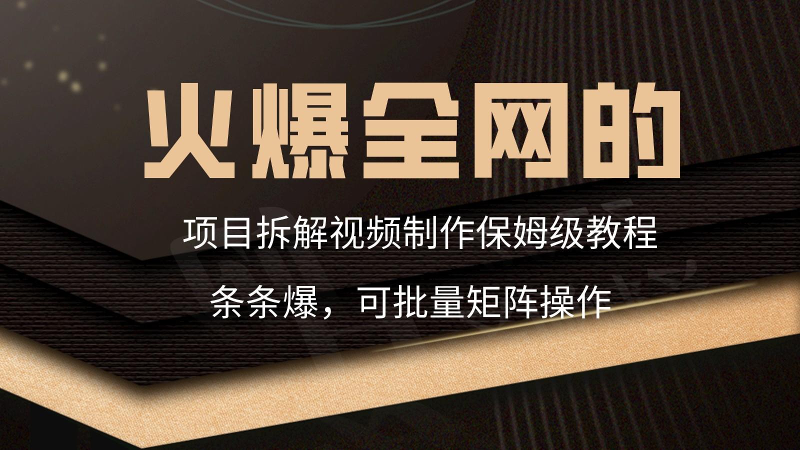 火爆全网的项目拆解类视频如何制作，条条爆，保姆级教程-情久项目网