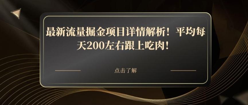 最新流量掘金项目详情解析！平均每天200左右跟上吃肉！-情久项目网