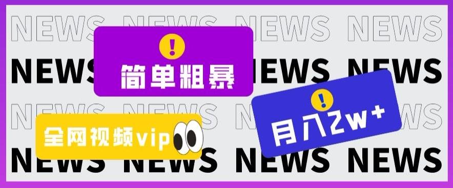 简单粗暴零成本，高回报，全网视频VIP掘金项目，月入2万＋【揭秘】-情久项目网