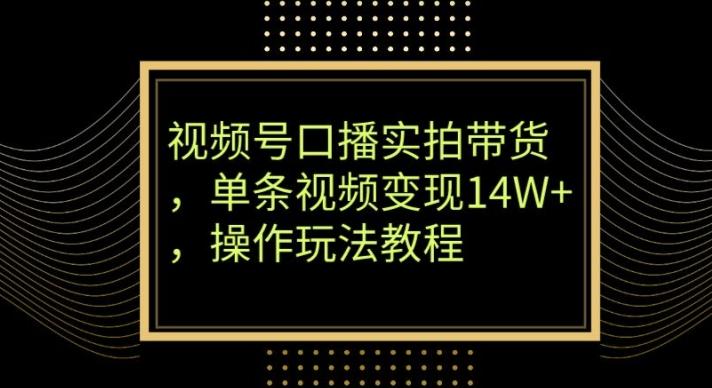 视频号口播实拍带货，单条视频变现14W+，操作玩法教程-情久项目网