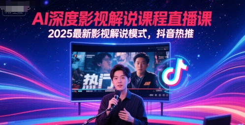 AI深度影视解说课程直播课，2025最新影视解说模式，抖音热推-情久项目网
