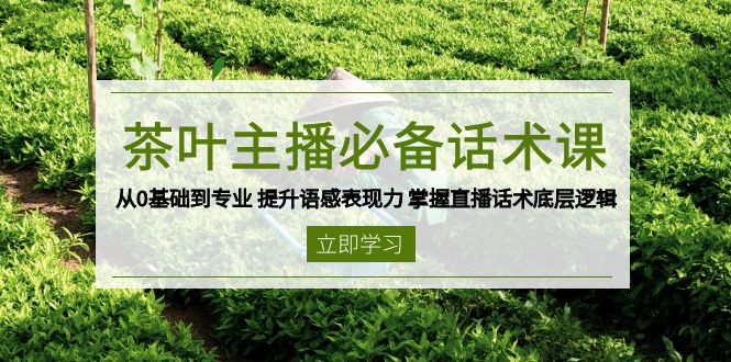 茶叶 主播必备话术课 从0基础到专业 提升语感表现力 掌握直播话术底层逻辑-情久项目网