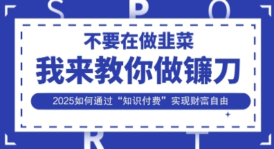 韭菜生涯终结者，我来教你做镰刀，2025如何通过“知识付费”实现财F自由【揭秘】-情久项目网
