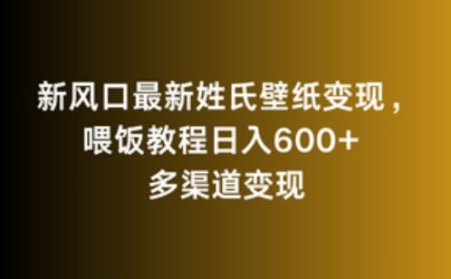 新风口最新姓氏壁纸变现，喂饭教程日入600+【揭秘】-情久项目网