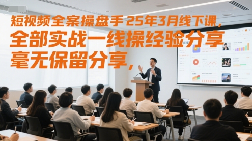 短视频全案操盘手25年3月线下课，全部实战一线操盘手经验分享，毫无保留分享，全是干货-情久项目网