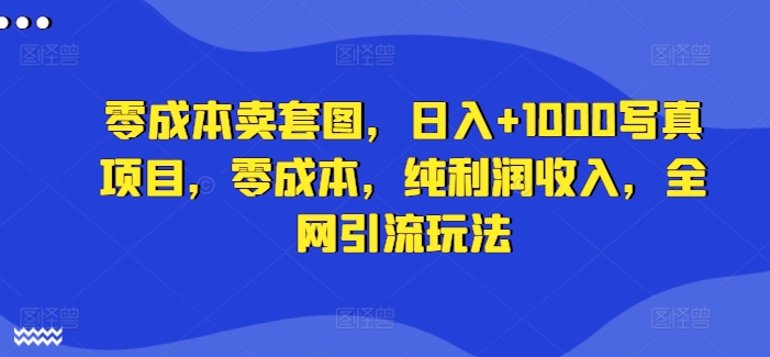 零成本卖套图，日入+1000写真项目，零成本，纯利润收入，全网引流玩法-情久项目网