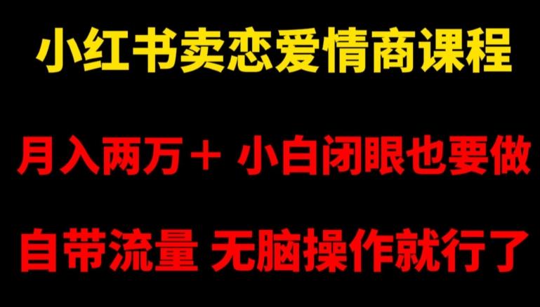 小红书卖恋爱情商课程，月入两万＋，小白闭眼也要做，自带流量，无脑操作就行了【揭秘】-情久项目网