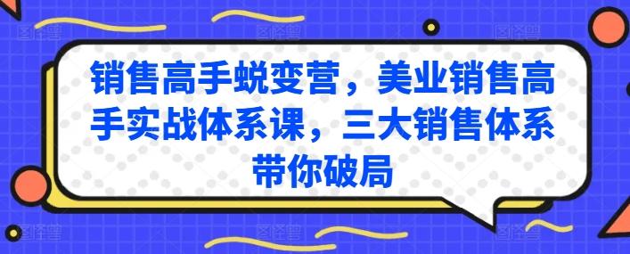 销售高手蜕变营，美业销售高手实战体系课，三大销售体系带你破局-情久项目网