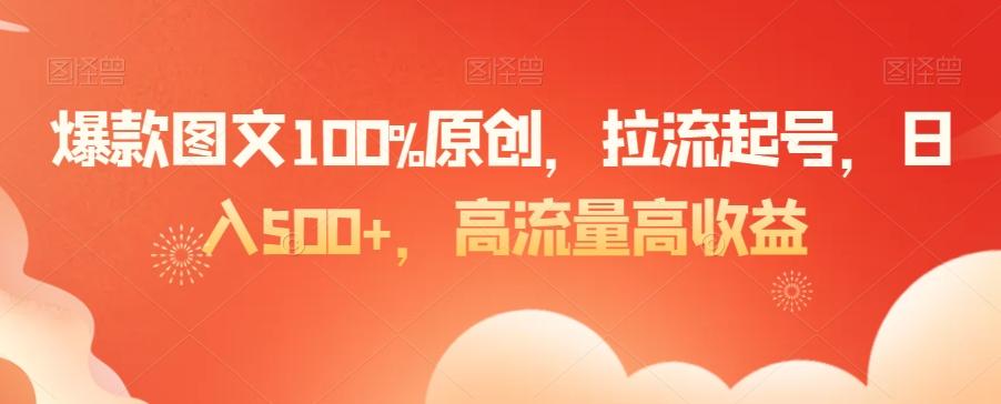 爆款图文100%原创，拉流起号，日入500+，高流量高收益【揭秘】-情久项目网