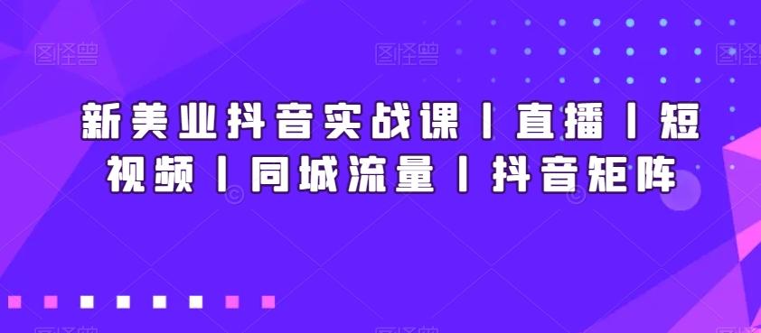 新美业抖音实战课丨直播丨短视频丨同城流量丨抖音矩阵-情久项目网