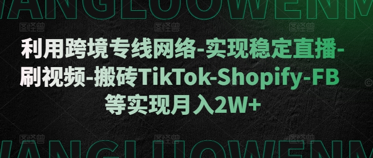 利用跨境专线网络-实现稳定直播-刷视频-搬砖TikTok-Shopify-FB等实现月入2W+【揭秘】-情久项目网