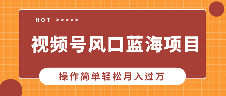 视频号风口蓝海项目，中老年人的流量密码，操作简单轻松月入过万-情久项目网