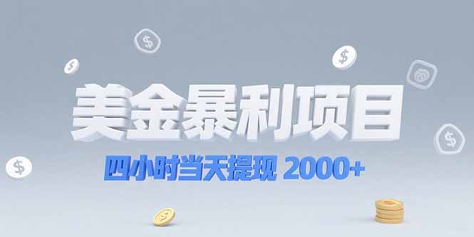 美金暴利项目，四小时当天提现 2000+机会留给会选赛道的人-情久项目网