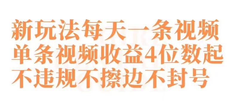 快手新玩法每天一条视频单条视频收益4位数起不违规不擦边不封号【揭秘】-情久项目网